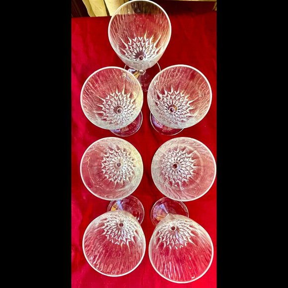 ▪️VTG▪️Set of 7 Etched Crystal Stemmed Sherry Cordial Glasses - Picture 3 of 4